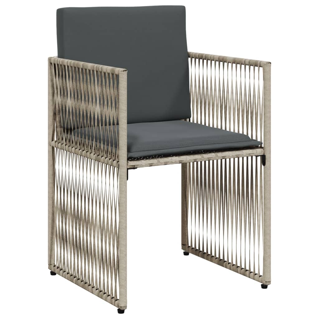 Ensemble à manger de jardin et coussins 7 pcs gris clair rotin - XIOS