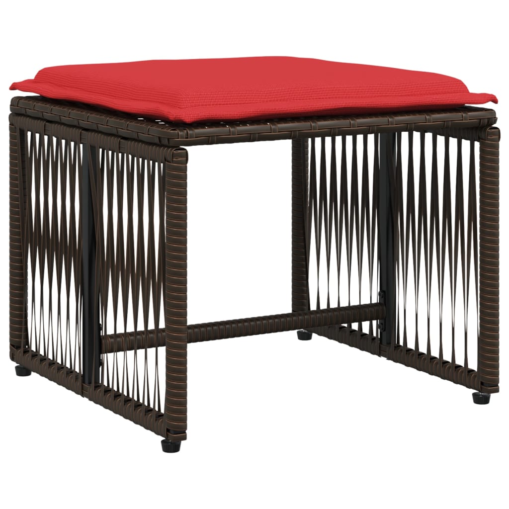 Ensemble à manger de jardin et coussins 7 pcs marron poly rotin - XIOS