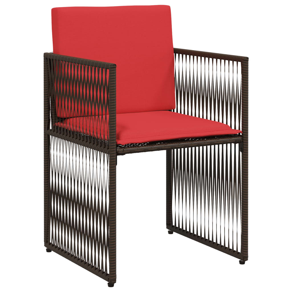 Ensemble à manger de jardin et coussins 7 pcs marron poly rotin - XIOS