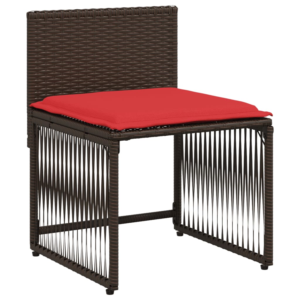 Ensemble à manger de jardin et coussins 7 pcs marron poly rotin - XIOS