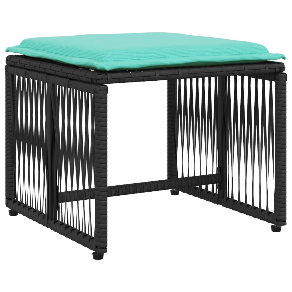 Ensemble à manger de jardin 7 pcs coussins noir résine tressée - XIOS