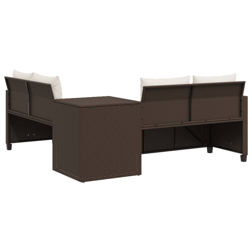 Canapé de jardin avec table et coussins en forme de L marron - XIOS