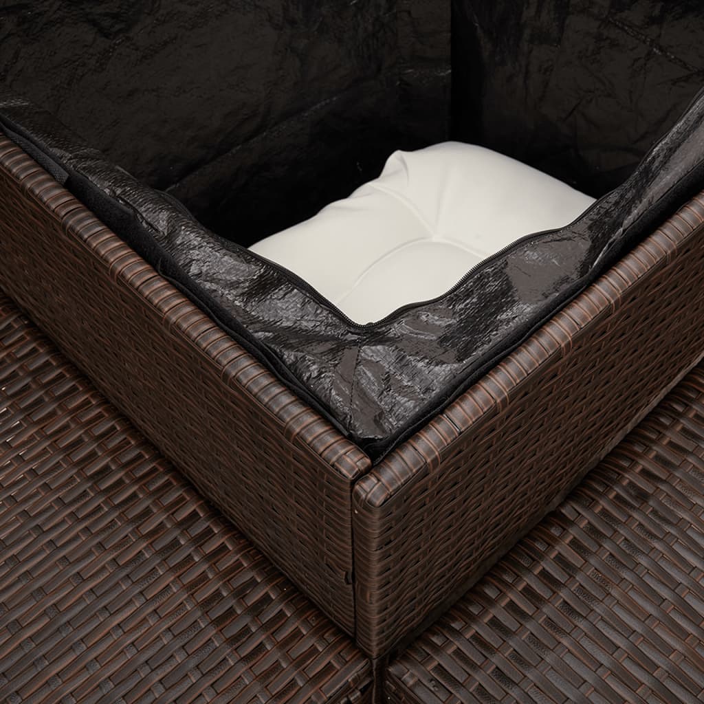 Canapé de jardin avec table et coussins en forme de L marron - XIOS