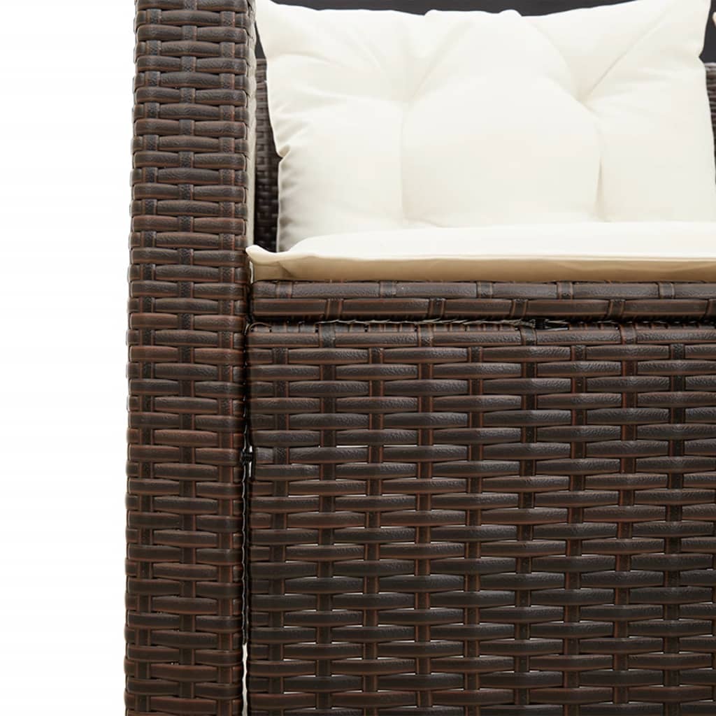 Canapé de jardin avec table et coussins en forme de L marron - XIOS