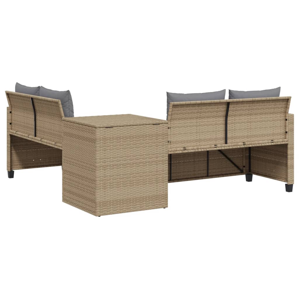 Canapé de jardin avec table et coussins en forme de L beige - XIOS
