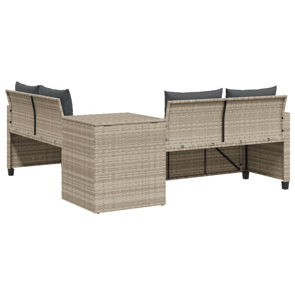 Canapé de jardin et table et coussins en forme de L gris clair - XIOS