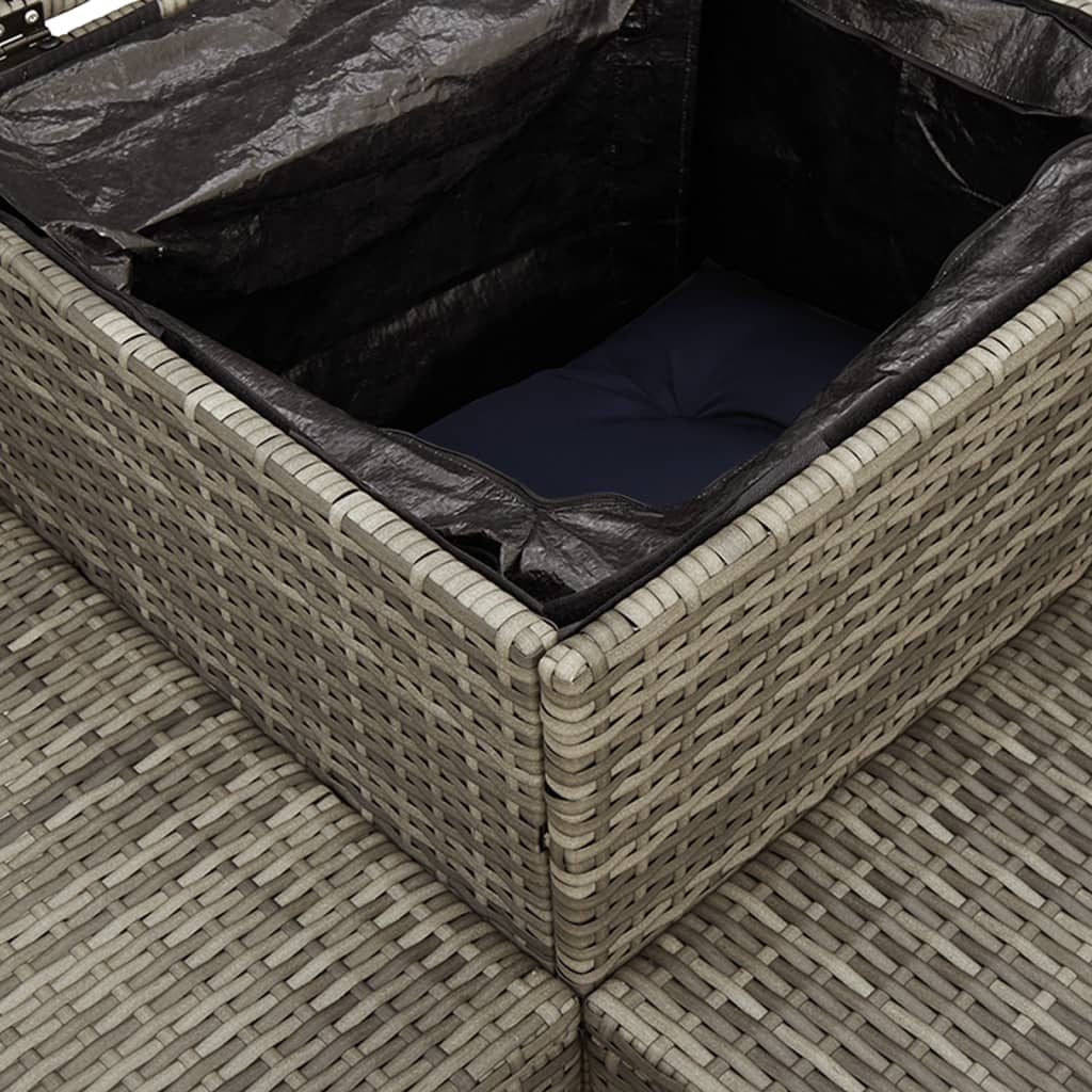 Canapé de jardin avec table et coussins en forme de L gris - XIOS