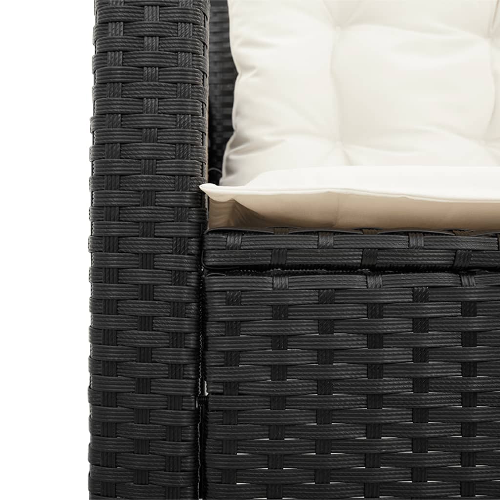 Canapé de jardin avec table et coussins en forme de L noir - XIOS