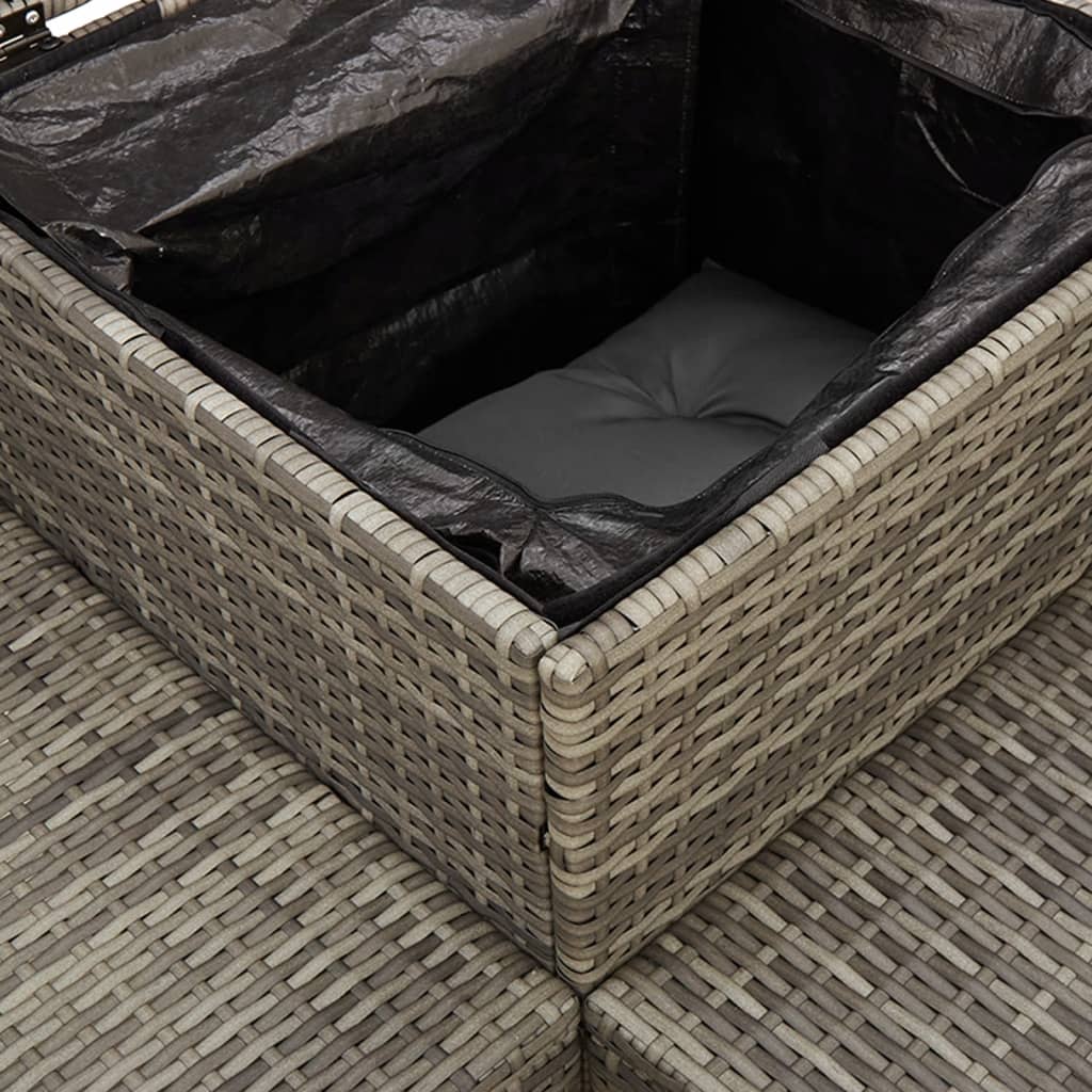 Canapé de jardin avec table et coussins en forme de L gris - XIOS