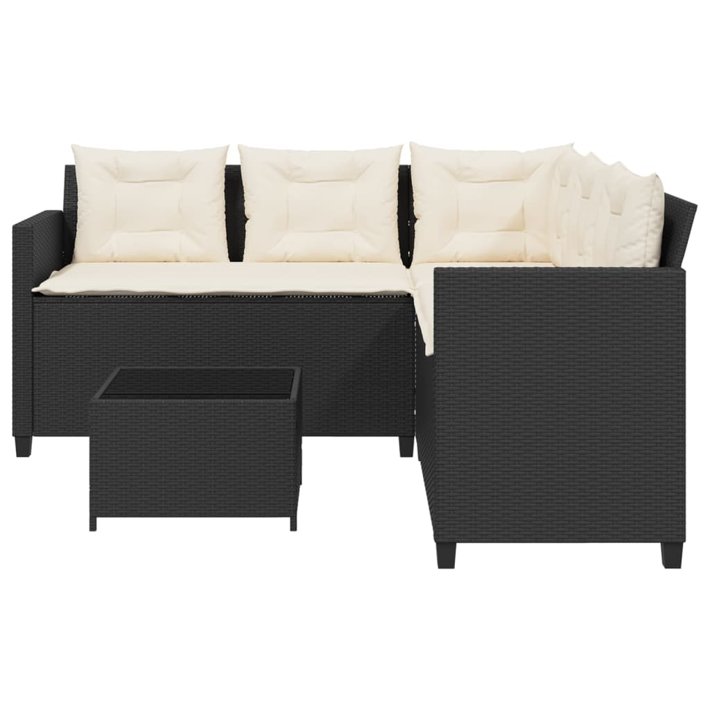 Canapé de jardin avec table et coussins en forme de L noir - XIOS