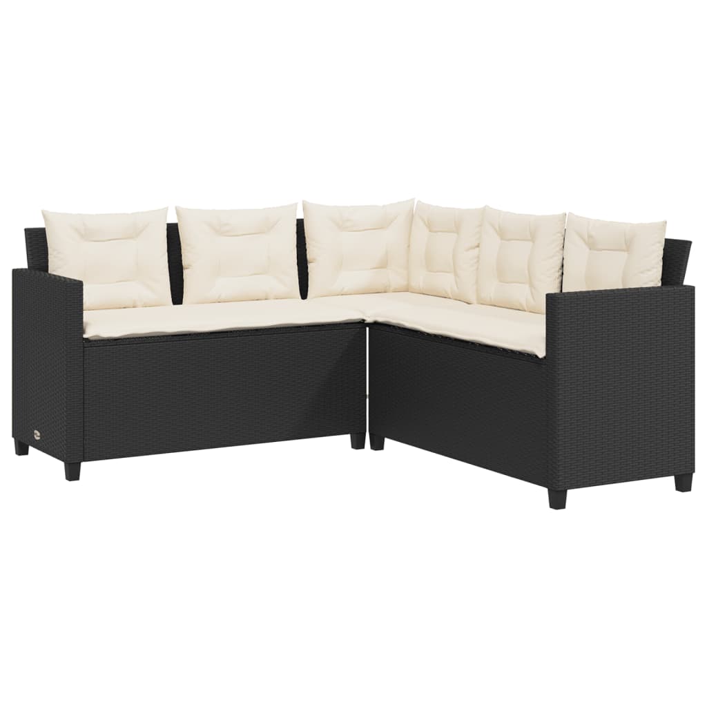 Canapé de jardin avec table et coussins en forme de L noir - XIOS