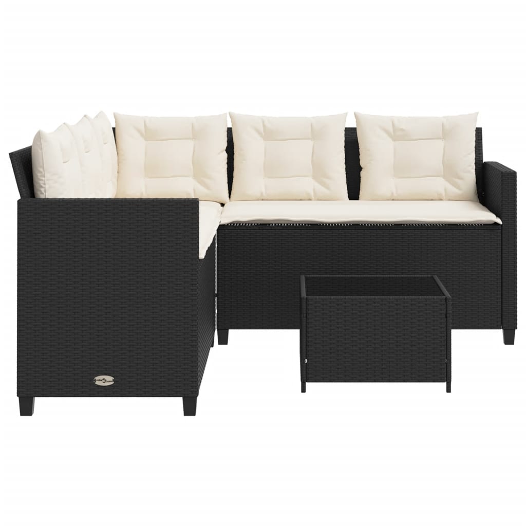 Canapé de jardin avec table et coussins en forme de L noir - XIOS