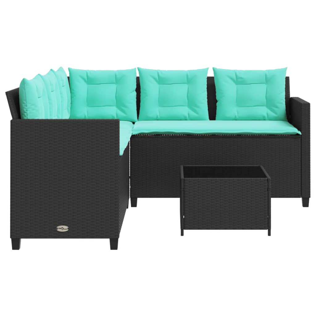 Canapé de jardin avec table et coussins en forme de L noir - XIOS
