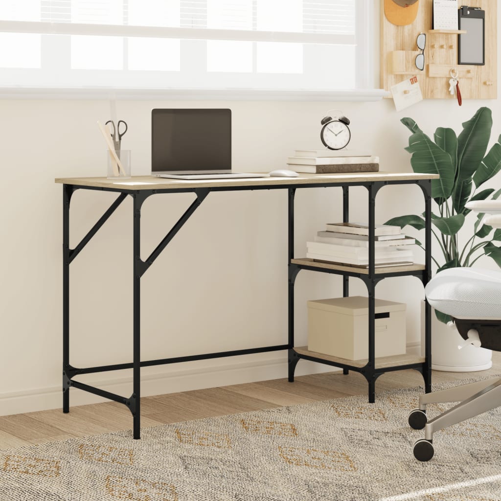 Bureau chêne sonoma 120x50x75 cm métal et bois d'ingénierie - XIOS