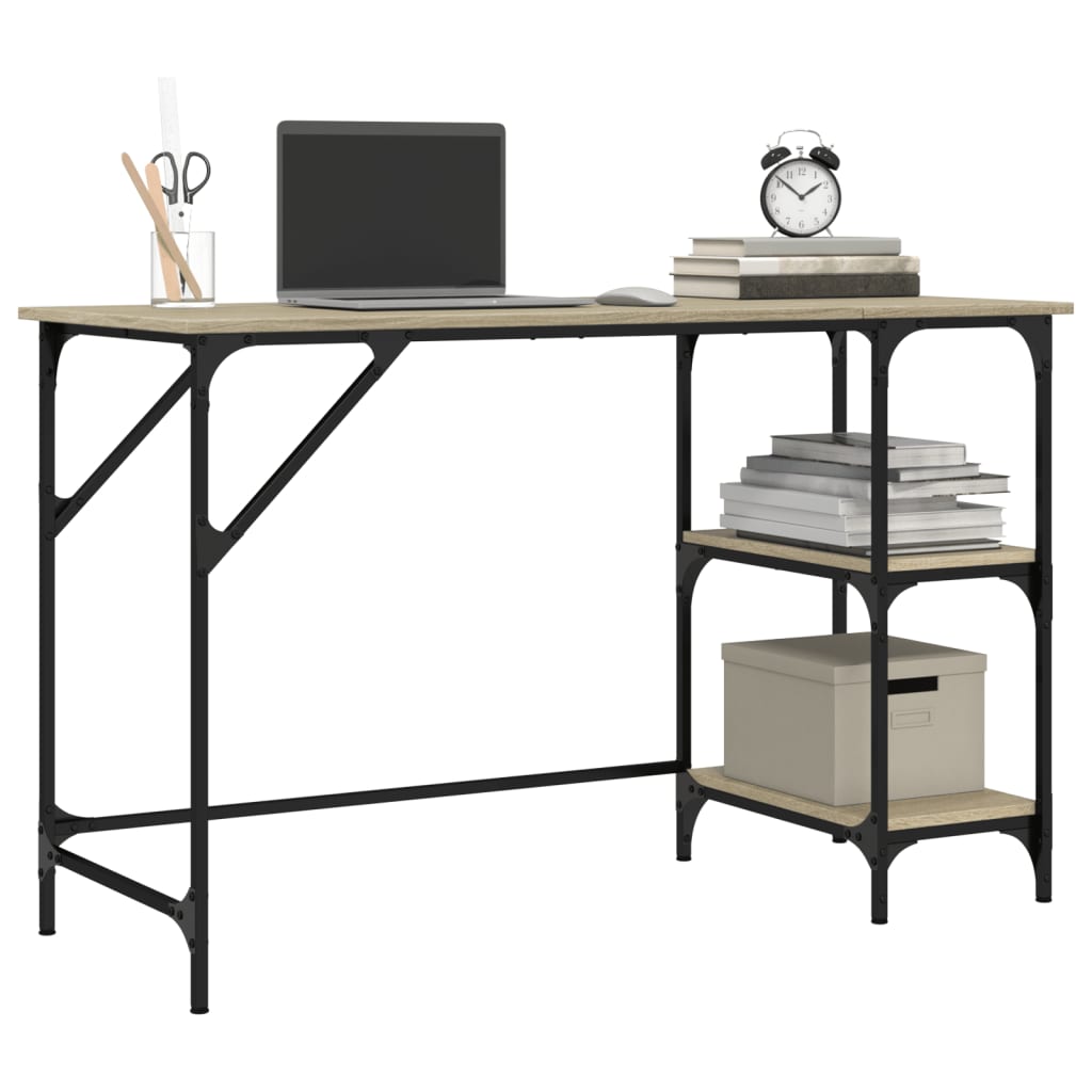 Bureau chêne sonoma 120x50x75 cm métal et bois d'ingénierie - XIOS