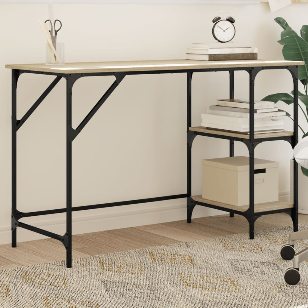 Bureau chêne sonoma 120x50x75 cm métal et bois d'ingénierie - XIOS