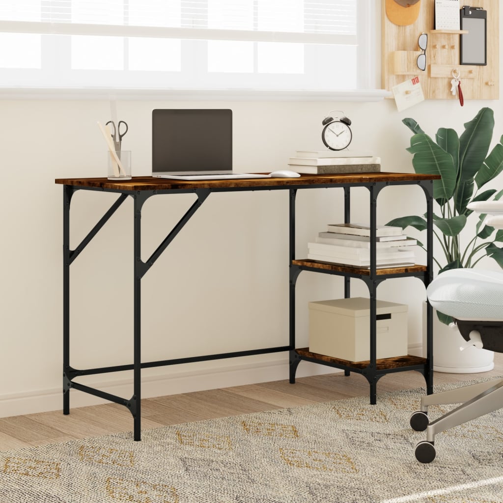 Bureau chêne fumé 120x50x75 cm métal et bois d'ingénierie - XIOS