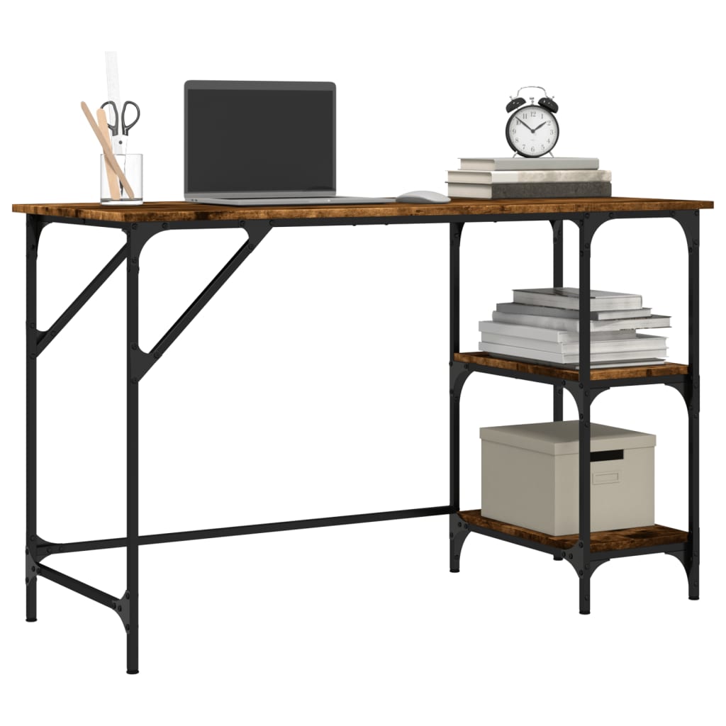 Bureau chêne fumé 120x50x75 cm métal et bois d'ingénierie - XIOS