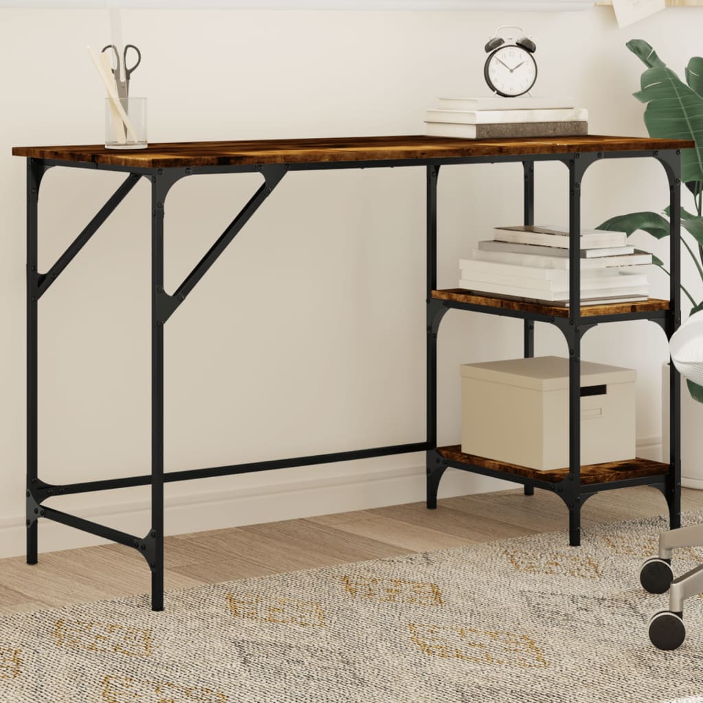 Bureau chêne fumé 120x50x75 cm métal et bois d'ingénierie - XIOS