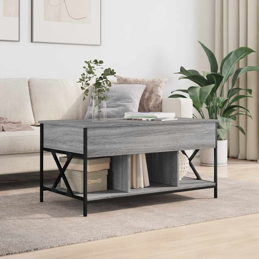 Table basse sonoma gris 100x55x50 cm bois d'ingénierie et métal - XIOS