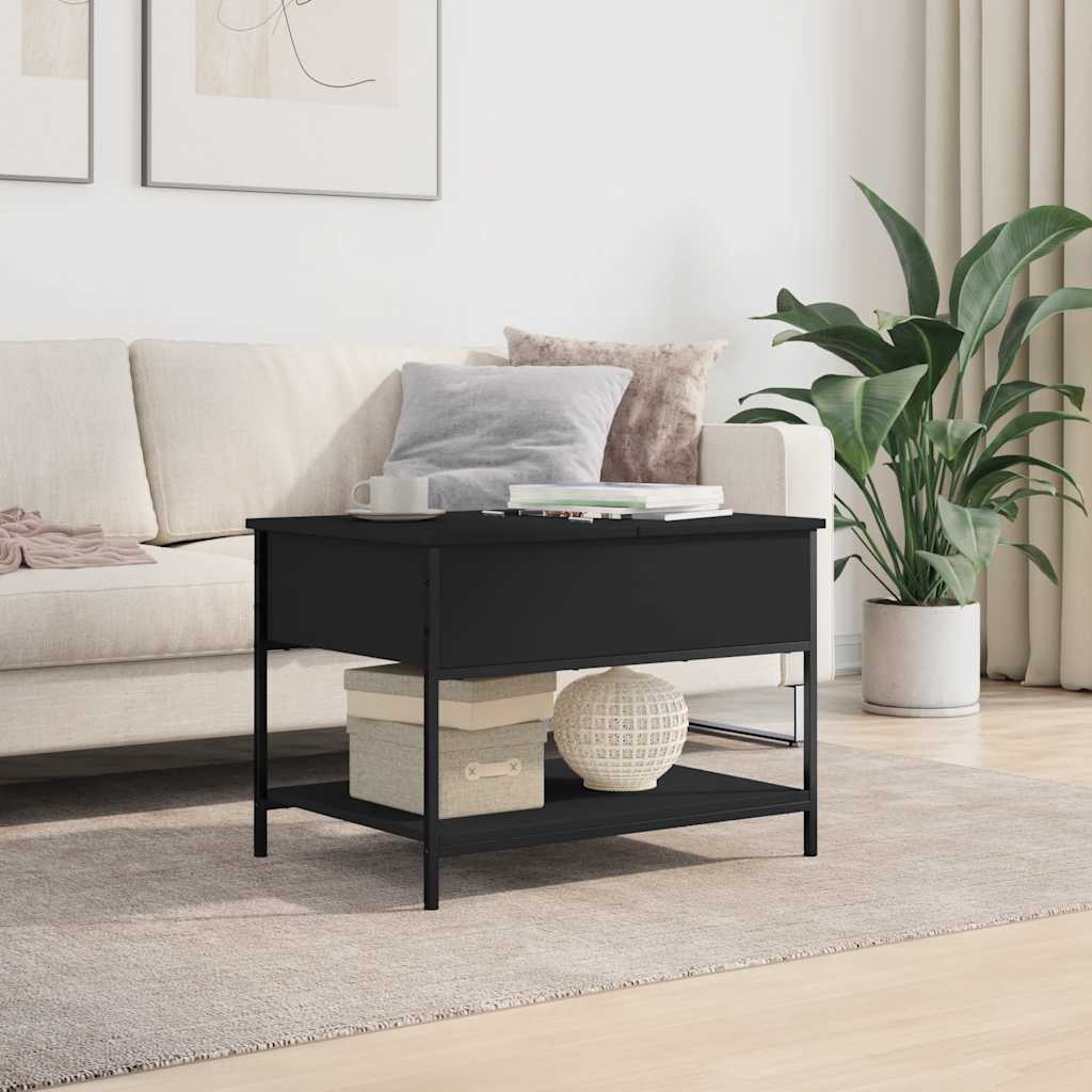 Table basse noir 70x50x50 cm bois d'ingénierie et métal - XIOS