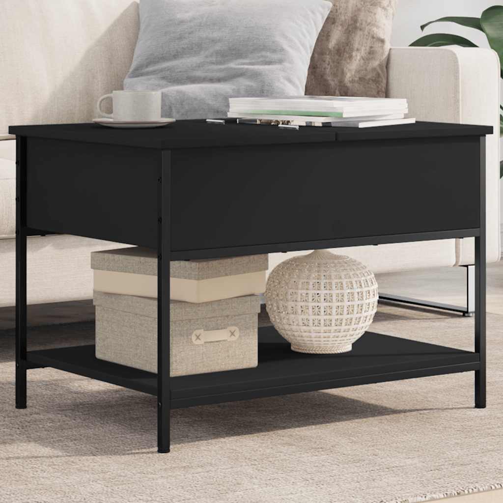 Table basse noir 70x50x50 cm bois d'ingénierie et métal - XIOS
