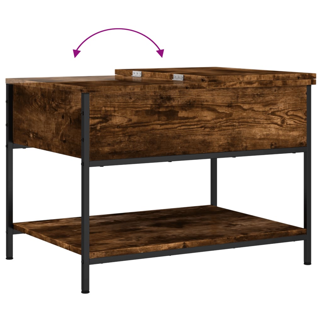 Table basse chêne fumé 70x50x50 cm bois d'ingénierie et métal - XIOS