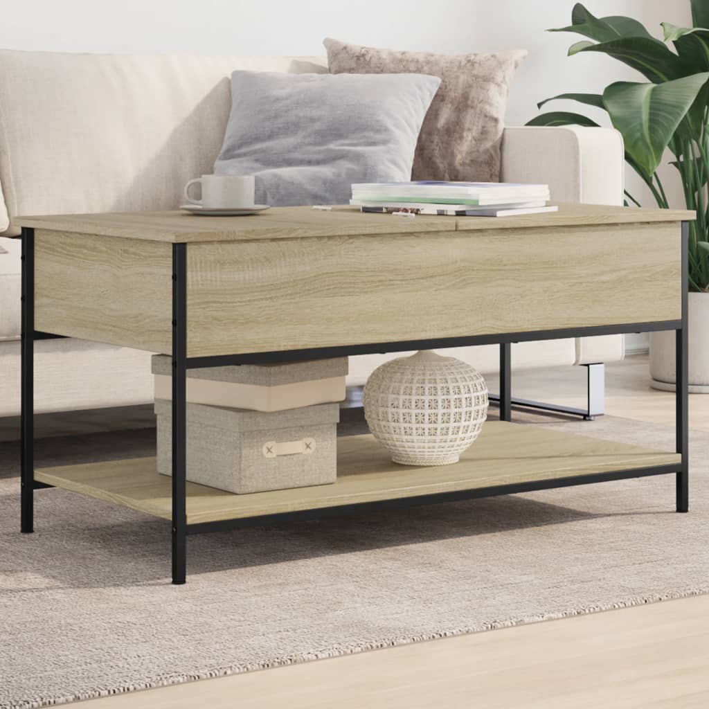 Table basse chêne sonoma 100x50x50cm bois d'ingénierie et métal - XIOS