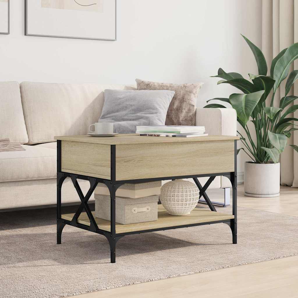 Table basse chêne sonoma 70x50x50 cm bois d'ingénierie et métal - XIOS