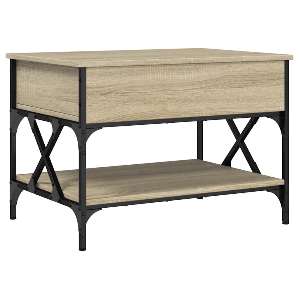 Table basse chêne sonoma 70x50x50 cm bois d'ingénierie et métal - XIOS