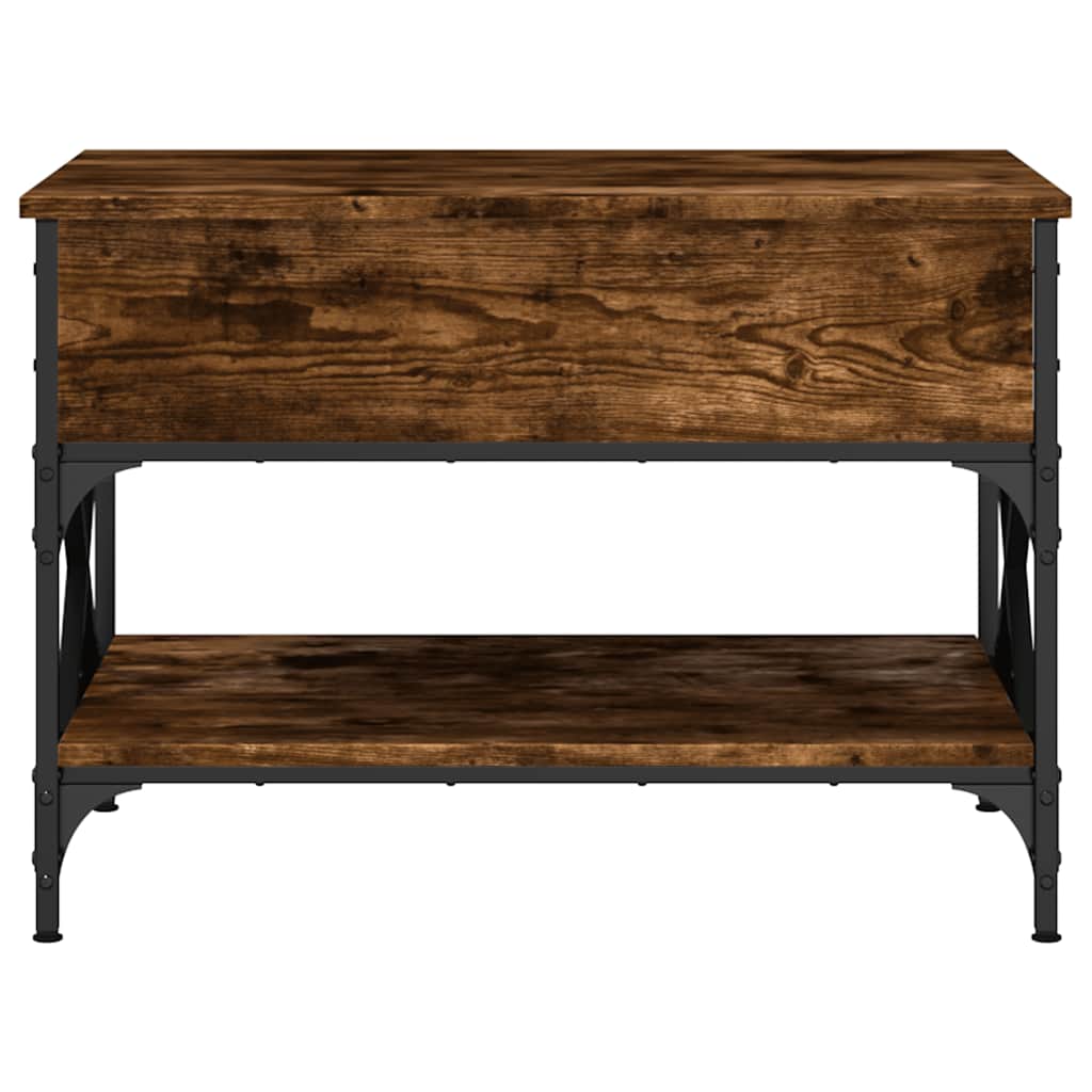 Table basse chêne fumé 70x50x50 cm bois d'ingénierie et métal - XIOS