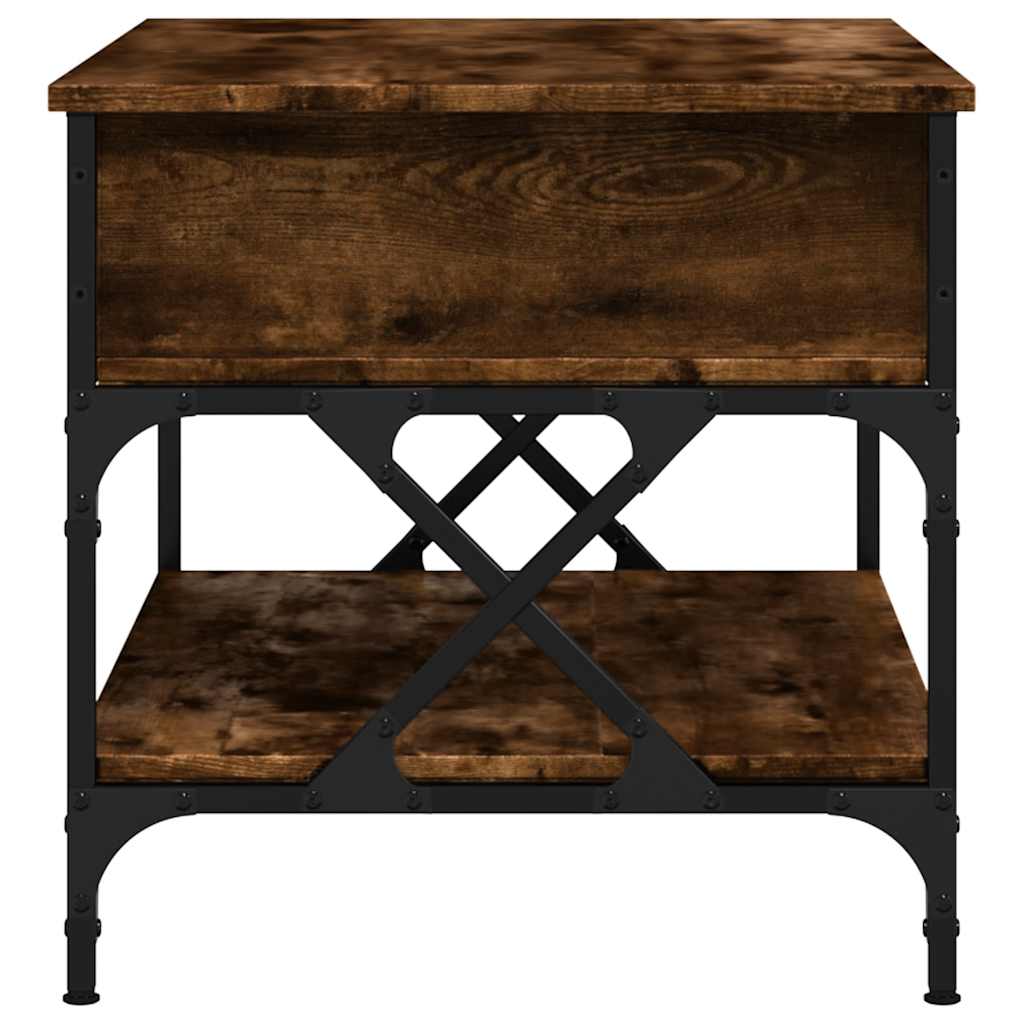 Table basse chêne fumé 70x50x50 cm bois d'ingénierie et métal - XIOS