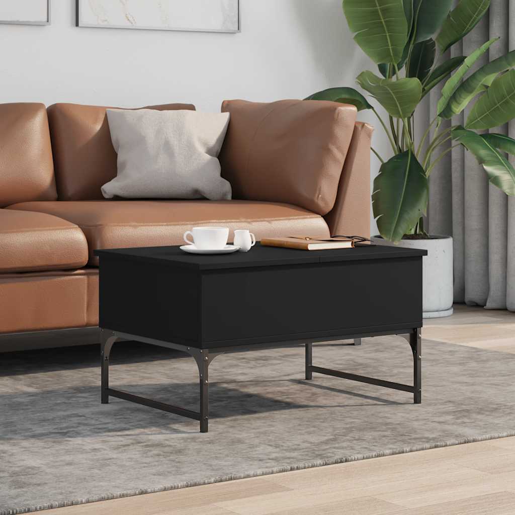 Table basse noir 70x50x40 cm bois d'ingénierie et métal - XIOS