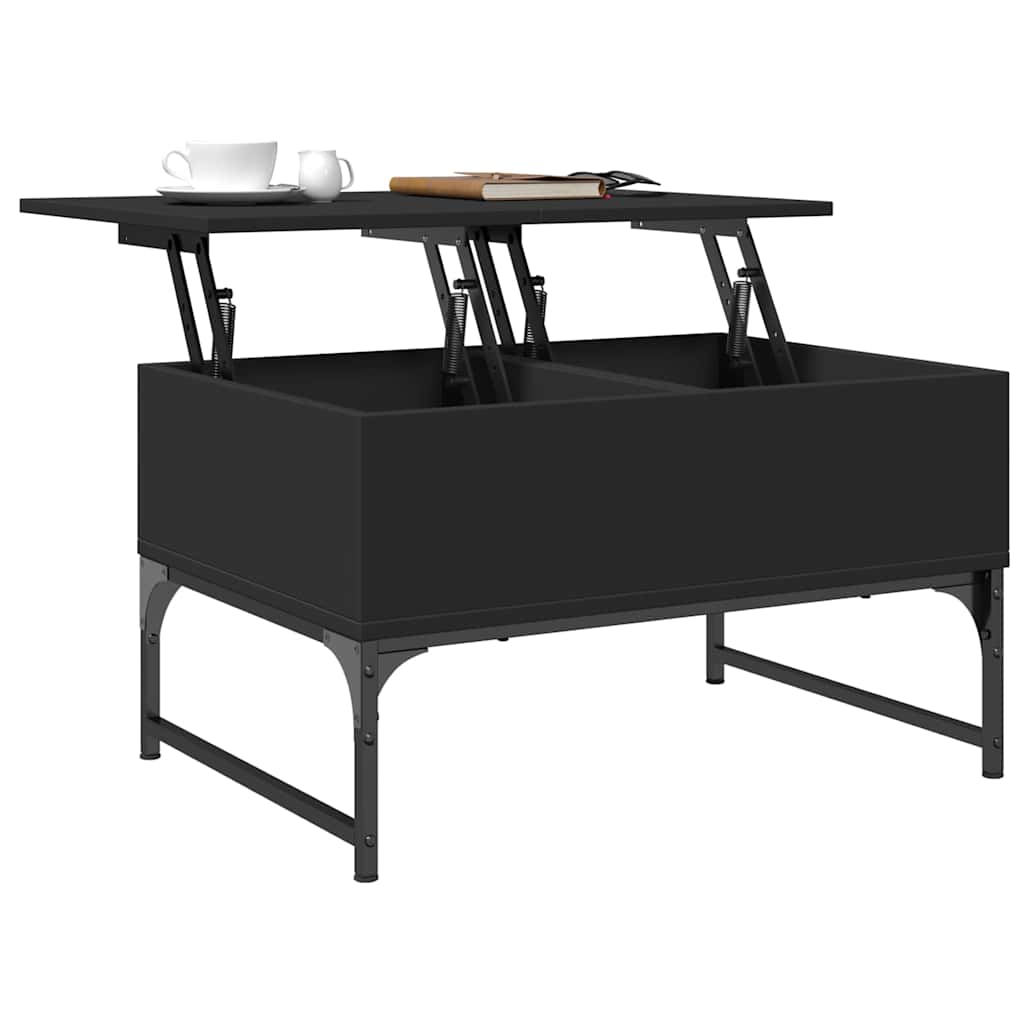 Table basse noir 70x50x40 cm bois d'ingénierie et métal - XIOS