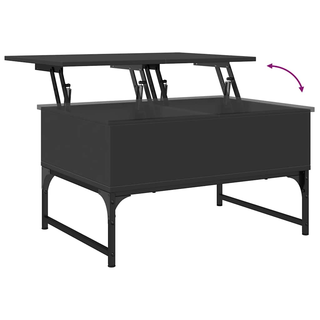 Table basse noir 70x50x40 cm bois d'ingénierie et métal - XIOS
