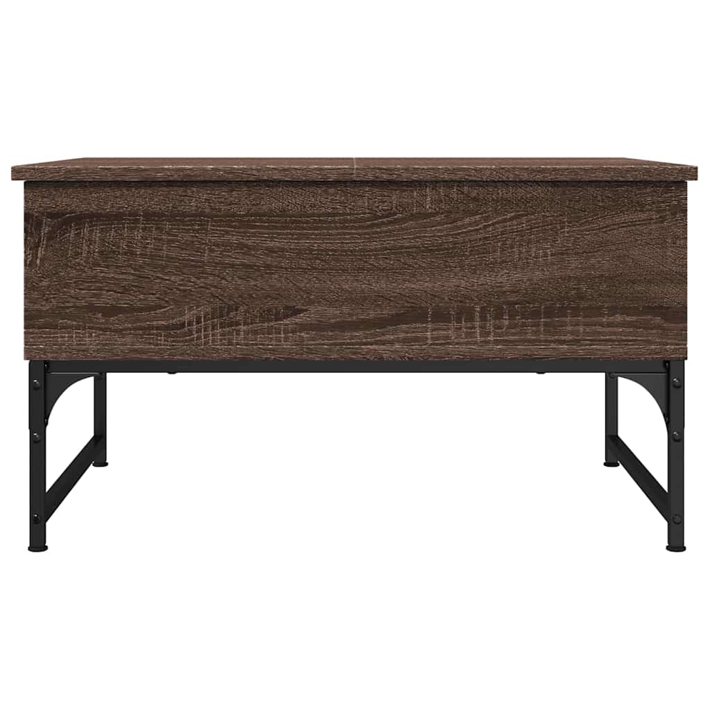 Table basse chêne marron 70x50x40 cm bois d'ingénierie et métal - XIOS