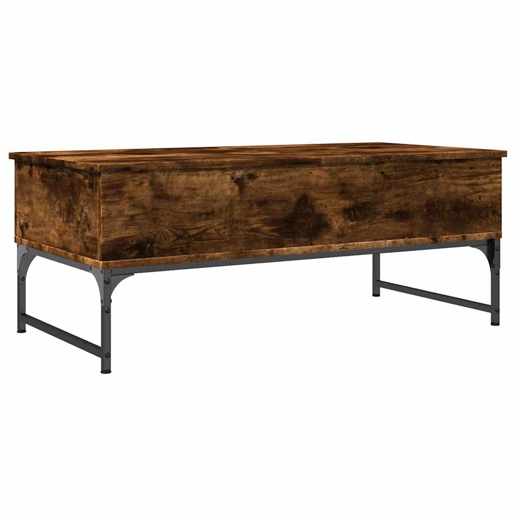 Table basse chêne fumé 100x50x40 cm bois d'ingénierie et métal - XIOS