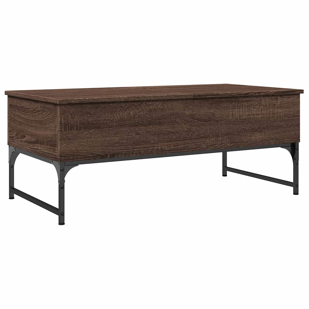 Table basse chêne marron 100x50x40cm bois d'ingénierie et métal - XIOS