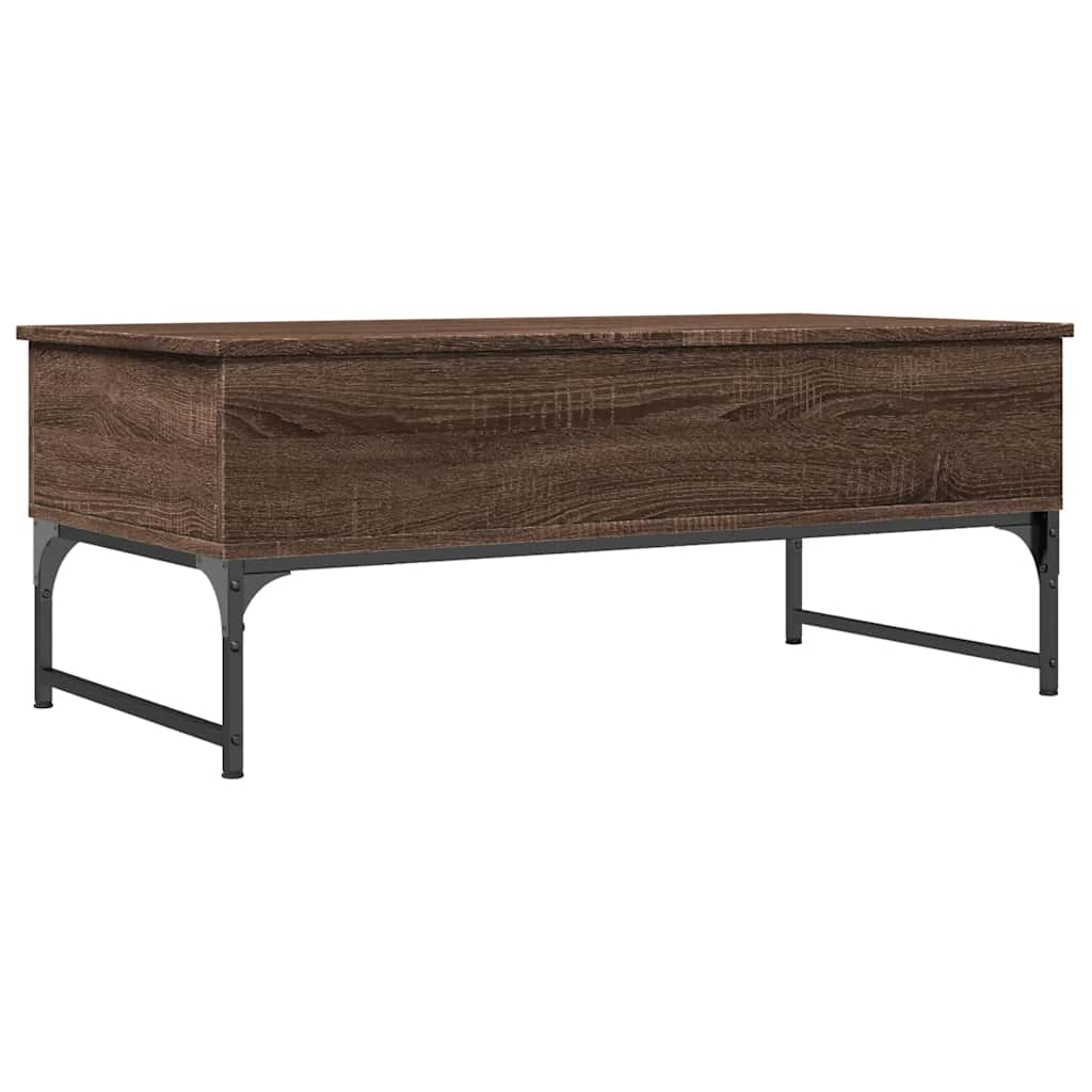 Table basse chêne marron 100x50x40cm bois d'ingénierie et métal - XIOS