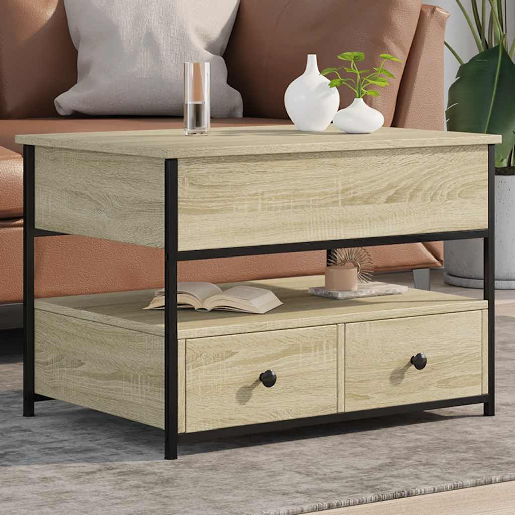 Table basse chêne sonoma 70x50x50 cm bois d'ingénierie et métal - XIOS