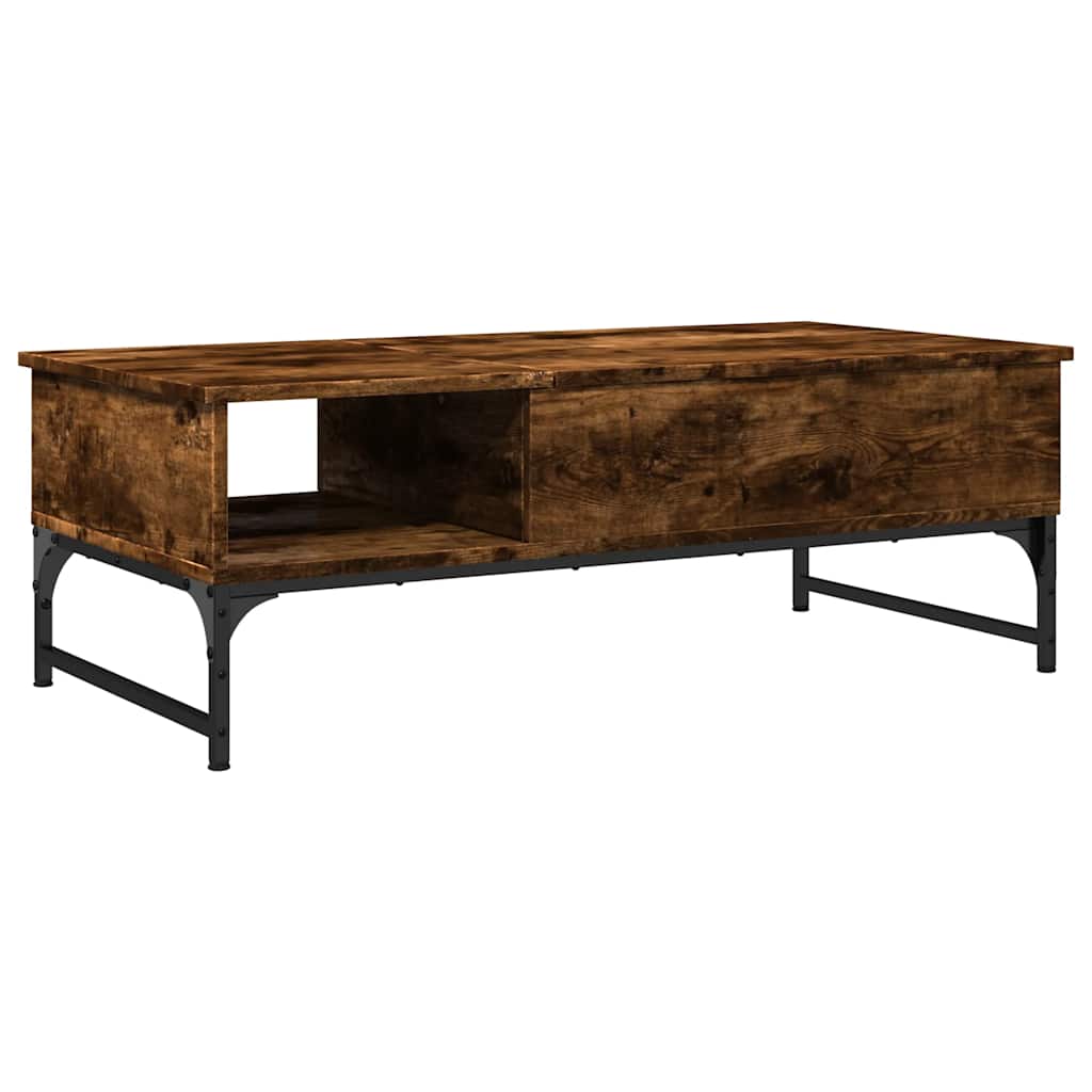 Table basse chêne fumé 100x50x35 cm bois d'ingénierie et métal - XIOS