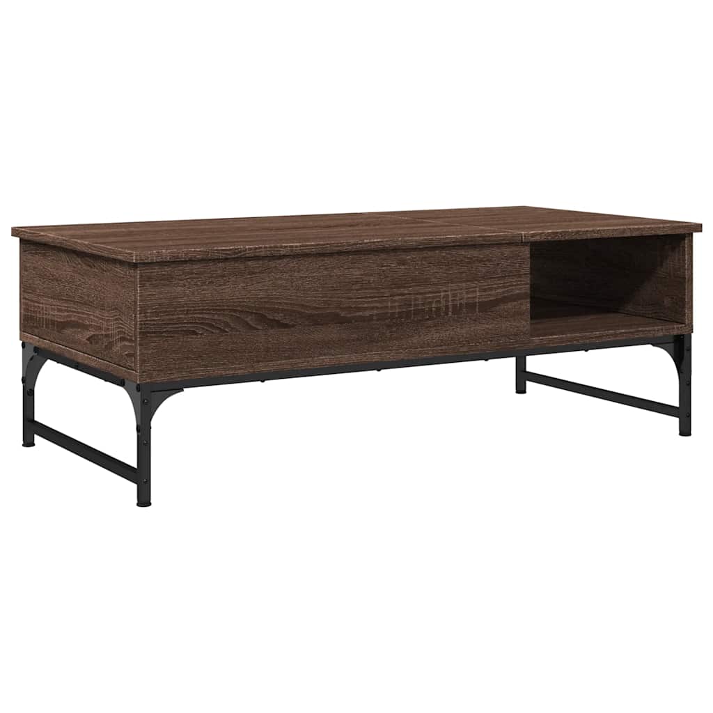 Table basse chêne marron 100x50x35cm bois d'ingénierie et métal - XIOS