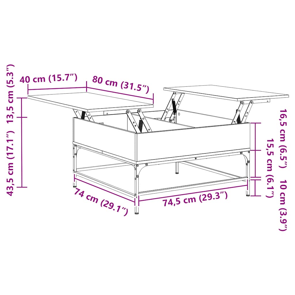 Table basse chêne sonoma 80x80x45 cm bois d'ingénierie et métal - XIOS
