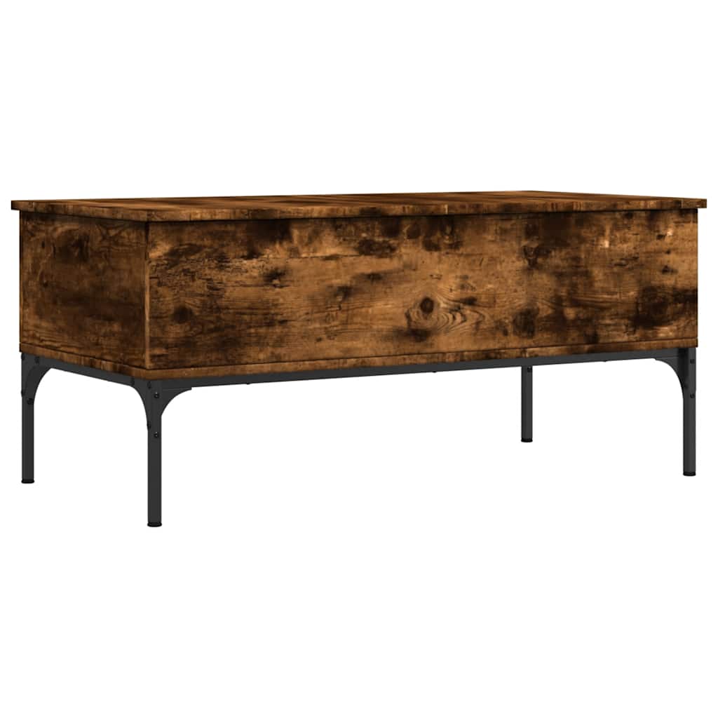 Table basse chêne fumé 100x50x45 cm bois d'ingénierie et métal - XIOS