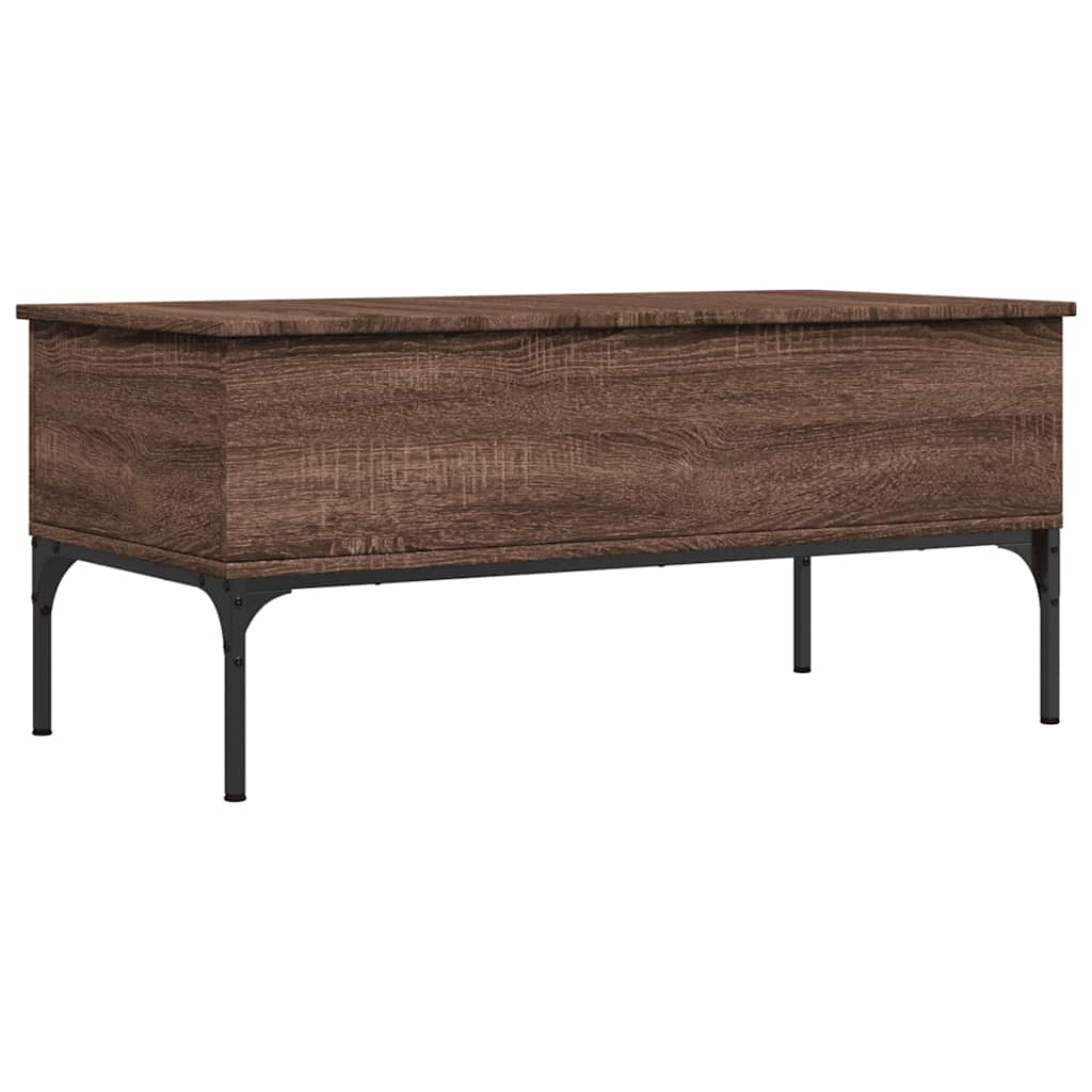 Table basse chêne marron 100x50x45cm bois d'ingénierie et métal - XIOS