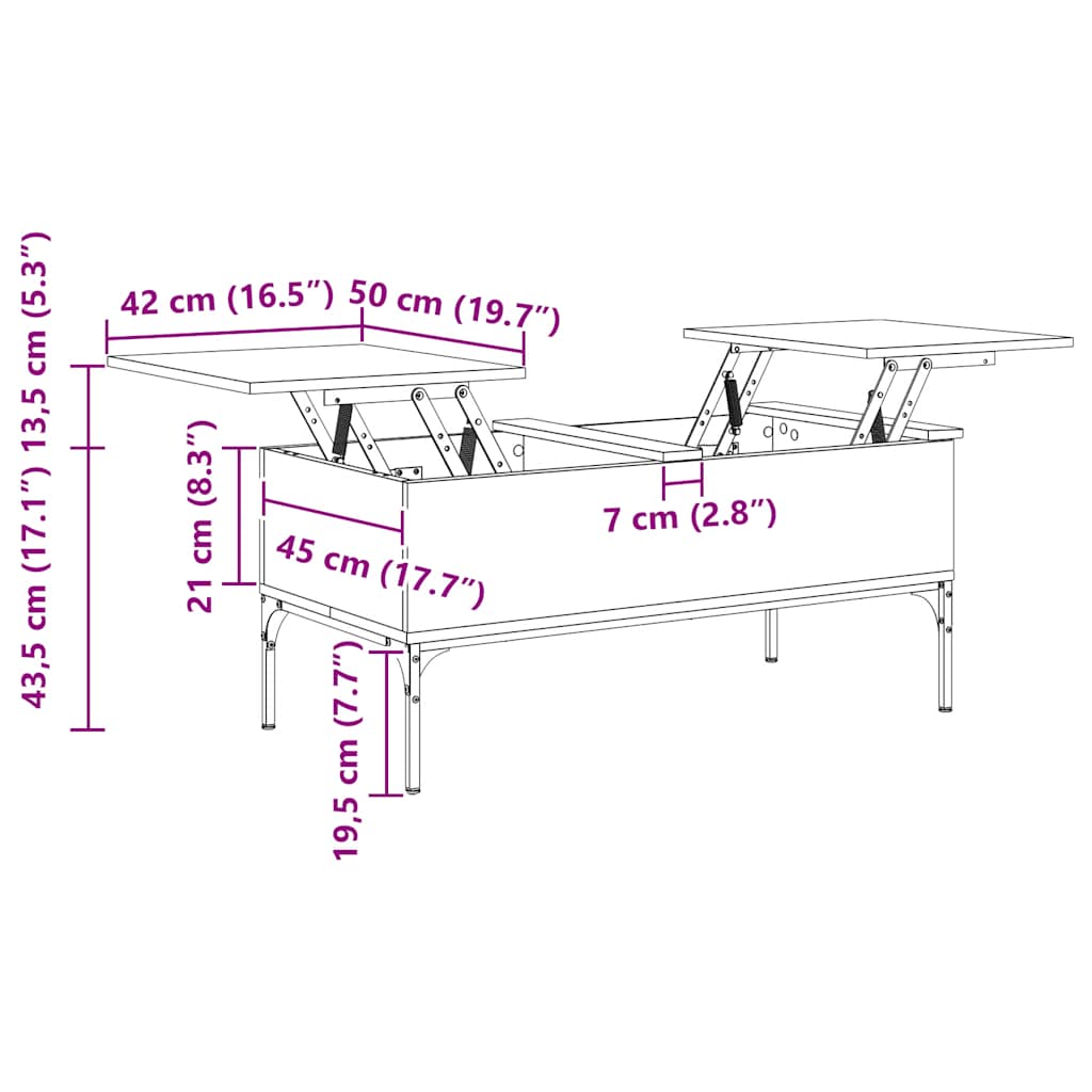 Table basse chêne marron 100x50x45cm bois d'ingénierie et métal - XIOS