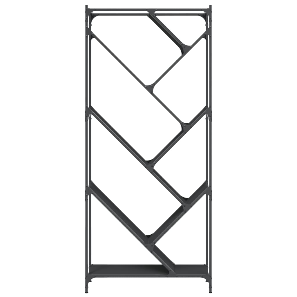 Bibliothèque noir 79x30x180 cm bois d'ingénierie et métal - XIOS