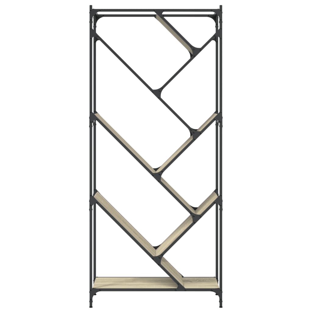 Bibliothèque chêne sonoma 79x30x180 cm bois ingénierie et métal - XIOS