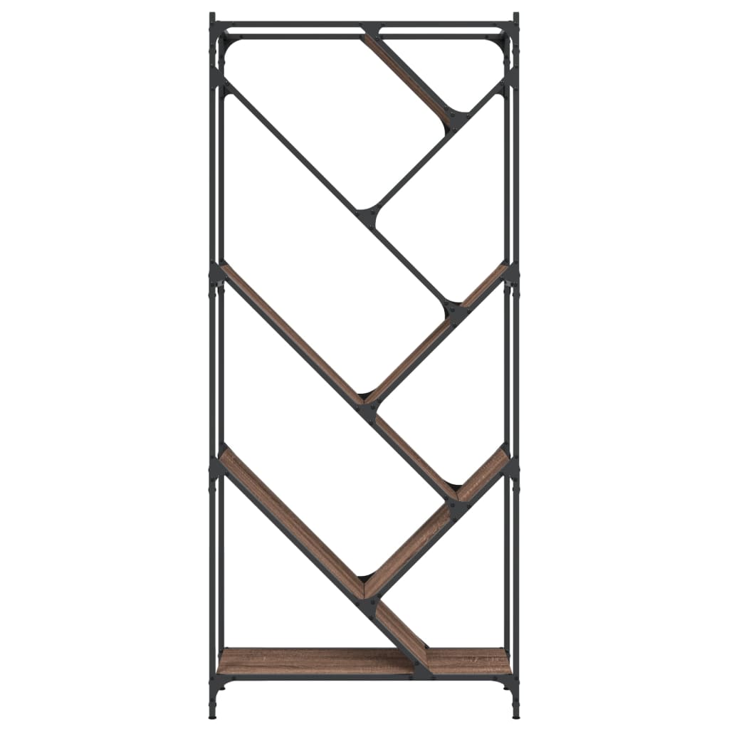 Bibliothèque chêne marron 79x30x180 cm bois ingénierie et métal - XIOS