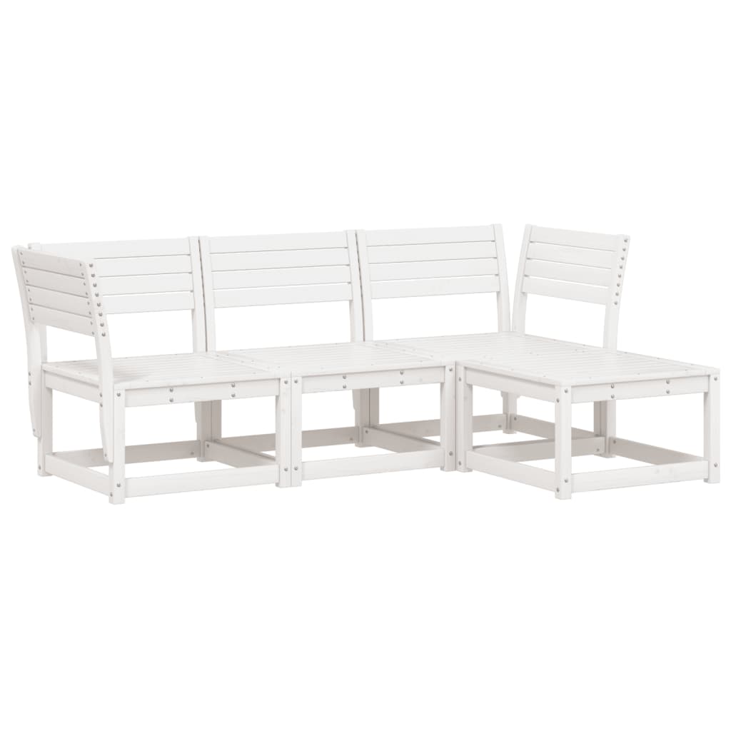 Salon de jardin 4 pcs blanc bois de pin massif
